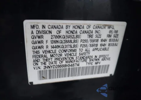 2008 Acura Mdx Technology Package z USA, uszkodzony, nr VIN 2HNYD28688H548714